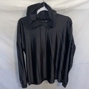 Fashion Nova Pullover Hoodie Men’s Size XL Black Nylon Blend Long Slv Drawstring